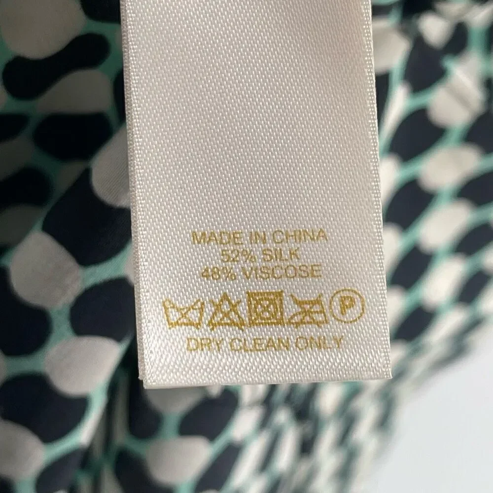 Kate Spade Kassia Women’s Geo Print Silk Quarter Length Shift Dress Large